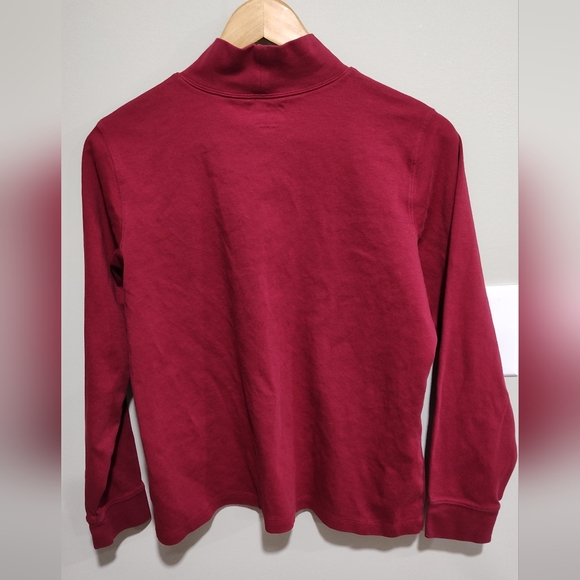 L.L. Bean Women's Red/Burgundy Supima Cotton Mock Neck Long Sleeve Pullover, L - Picture 4 of 7